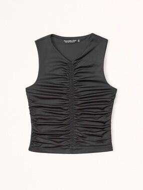 NWT Abercrombie Sleek Seamless Fabric  Ruched High Neck Top S